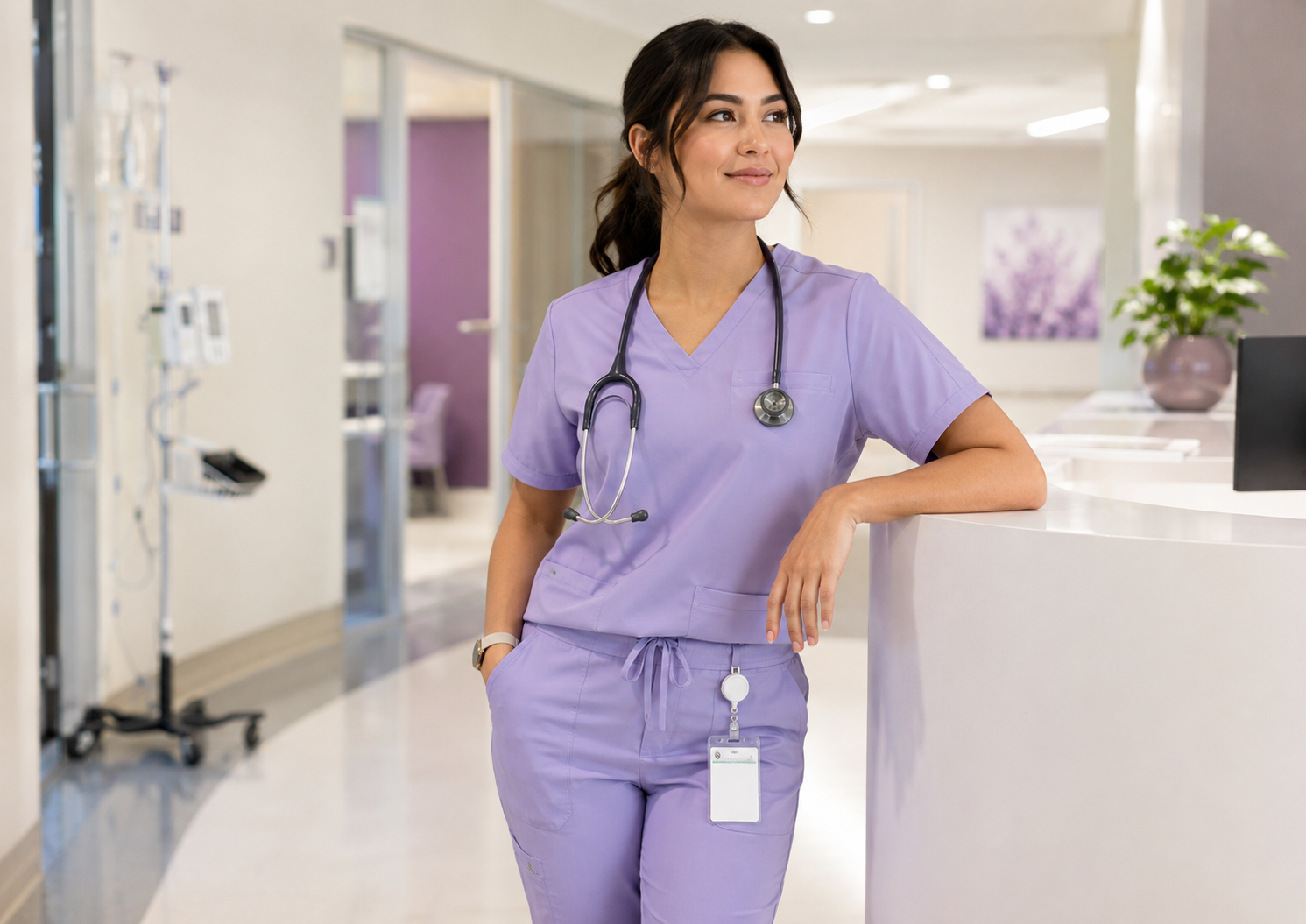 Medical scrubs, lab coats, footwear and healthcare work essentials
