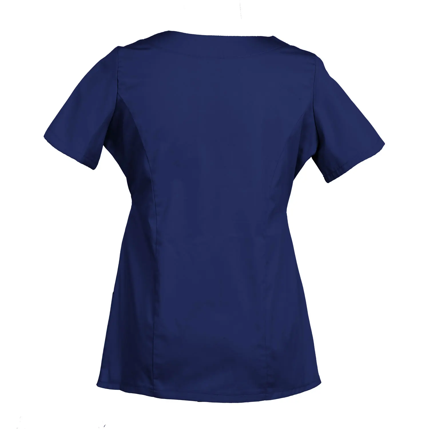 Women's embroidered cotton twill short-sleeve scrub top in {color} with personalized text – view 2