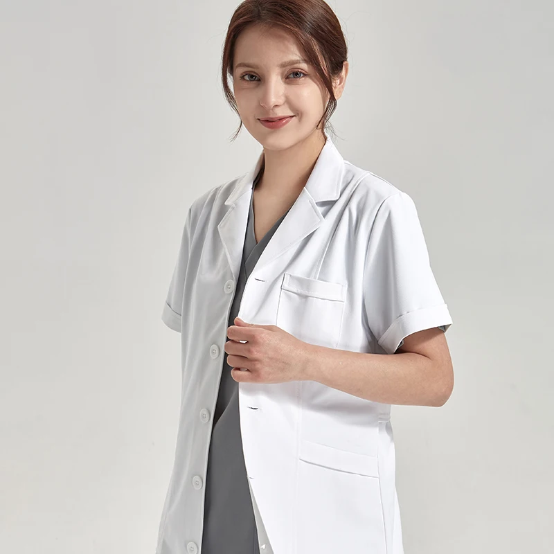 Lab coat — {color}, {sleeve_length} sleeve, size {size}, cotton polyester & microfiber twill – view 2