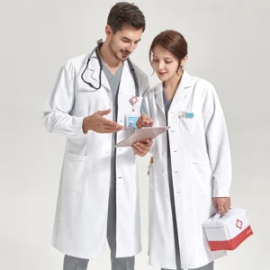 Professional Lab Coat for Women Men Long/Short Sleeve Lightweight Quality Material Doctor's Lab Coats Milk White Robe 706-100