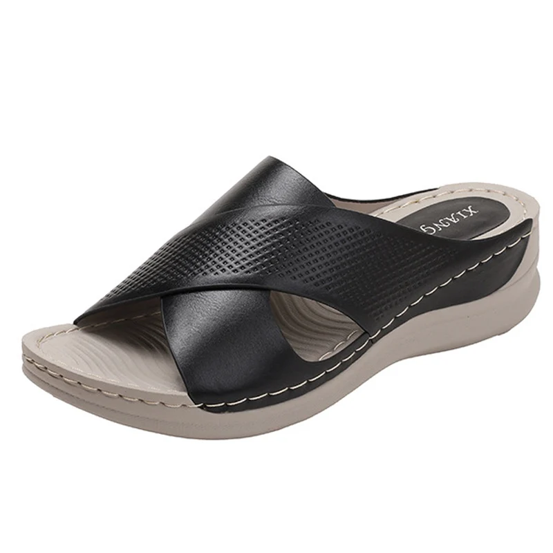 Women's lightweight wedge sandal in {color} — open toe, PU insole, rubber outsole – view 2