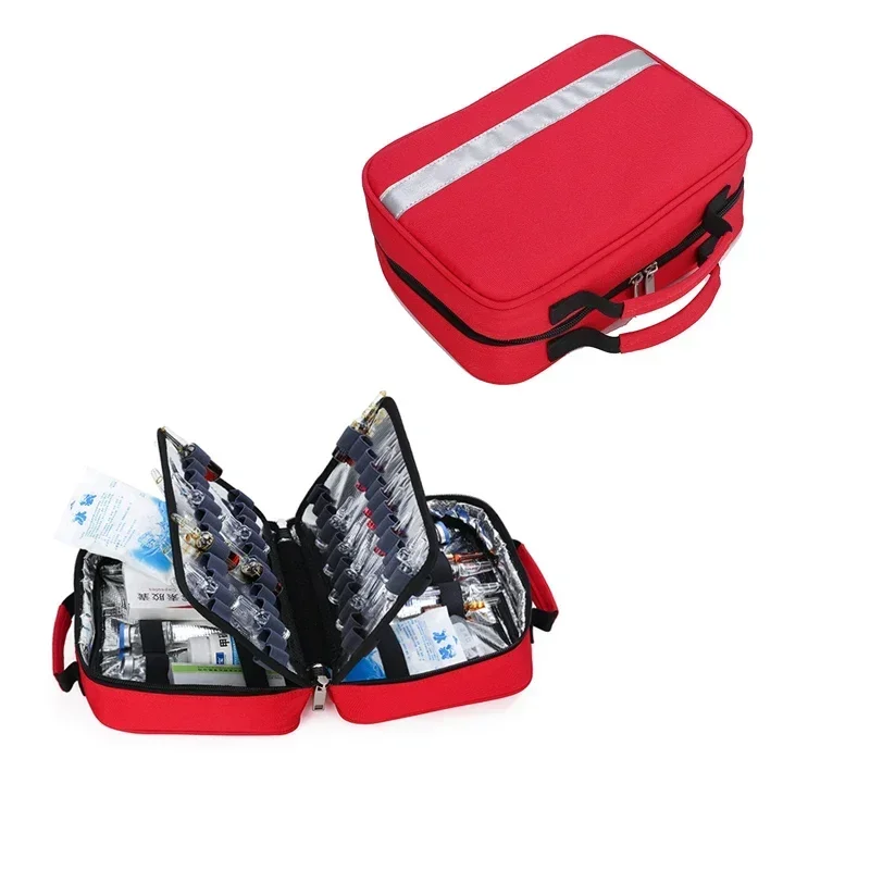 Portable waterproof first aid bag with small refrigerated compartment — family travel emergency kit – view 2