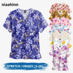 NiaaHinn V-Neck Scrubs Tops for Women Medical Uniform