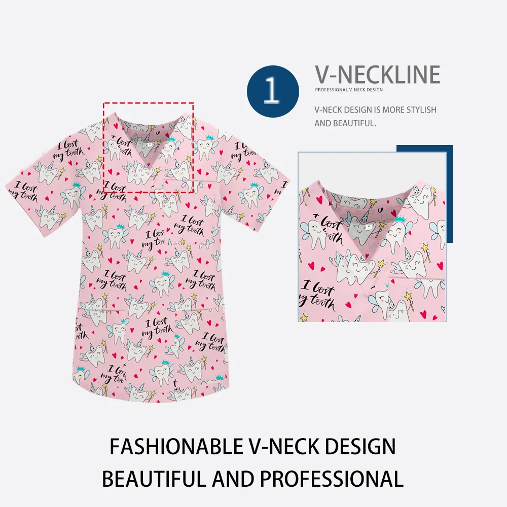 {color} V-neck cotton broadcloth scrub top in size {size} with pocket – view 3
