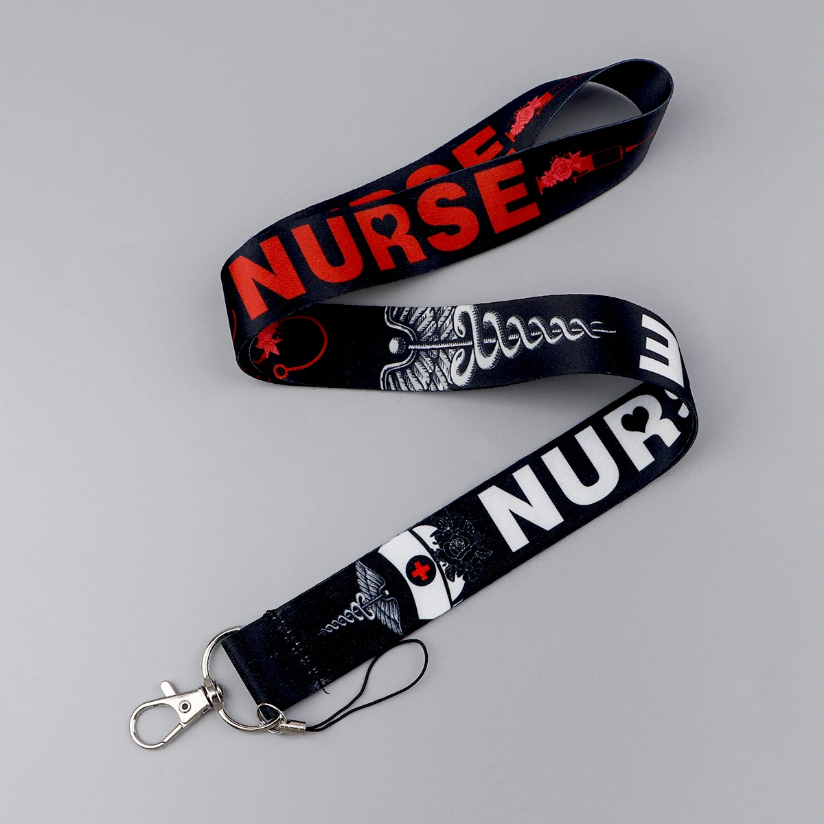 Medical symbol lanyard, 17.7-inch neck strap for ID, keys, phone and USB
