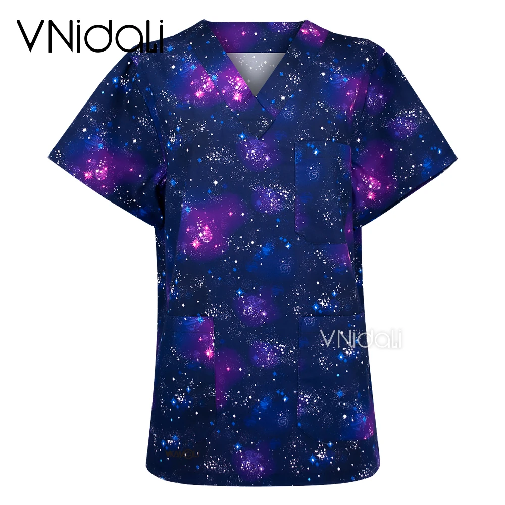 100% cotton tailored V-neck scrub top with three pockets, sizes S–XXL – view 2