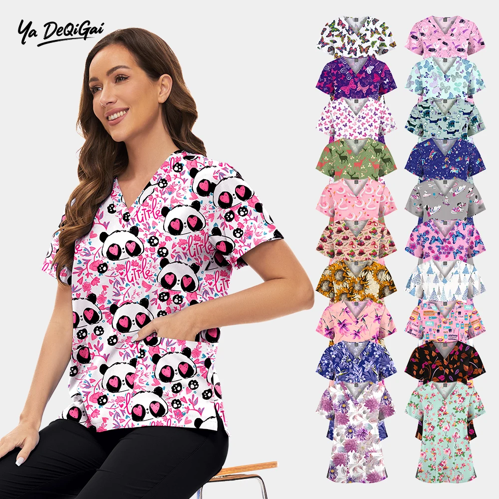 Wholesale Medical Clothing for Women Mens Scrubs Cute Printing Nursing Top Dental Clinic Beauty Healthcare Pharmacy Work Clothes