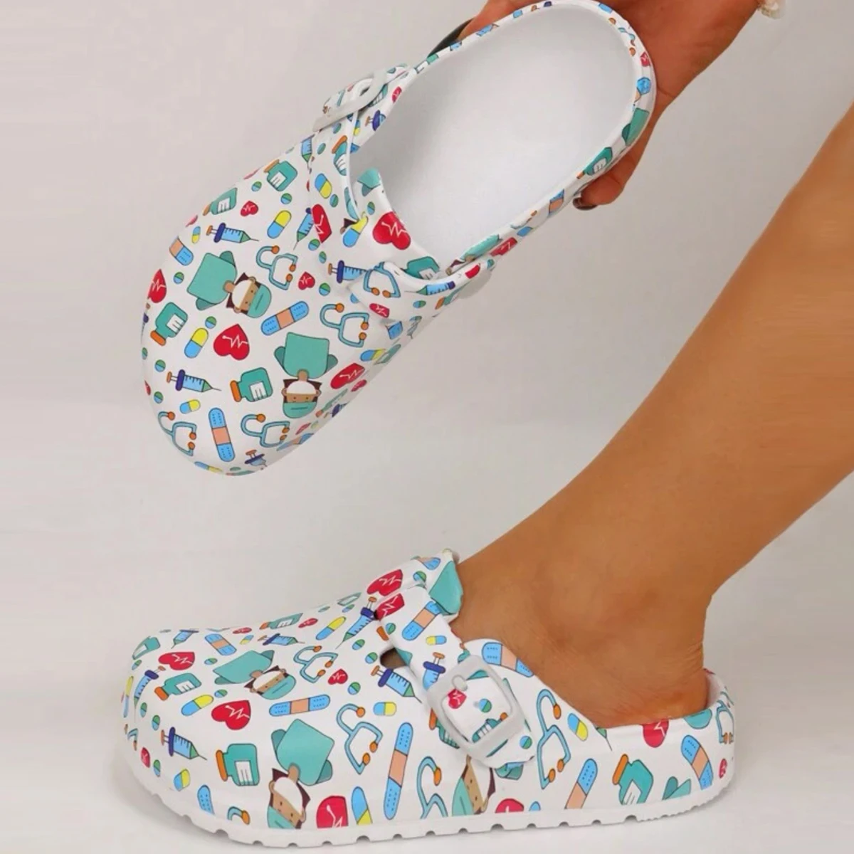 Women's EVA medical clogs, {color}, slip-on work slides for nurses and lab staff