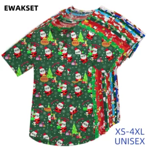 Wholesale Santa Nursing Uniforms Christmas Printing Women Nurses Working blouse Hospital Scrub top short sleeve Medical Uniform