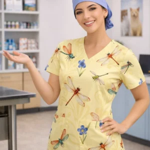 {product_title} — floral print, V‑neck, short sleeves, pockets