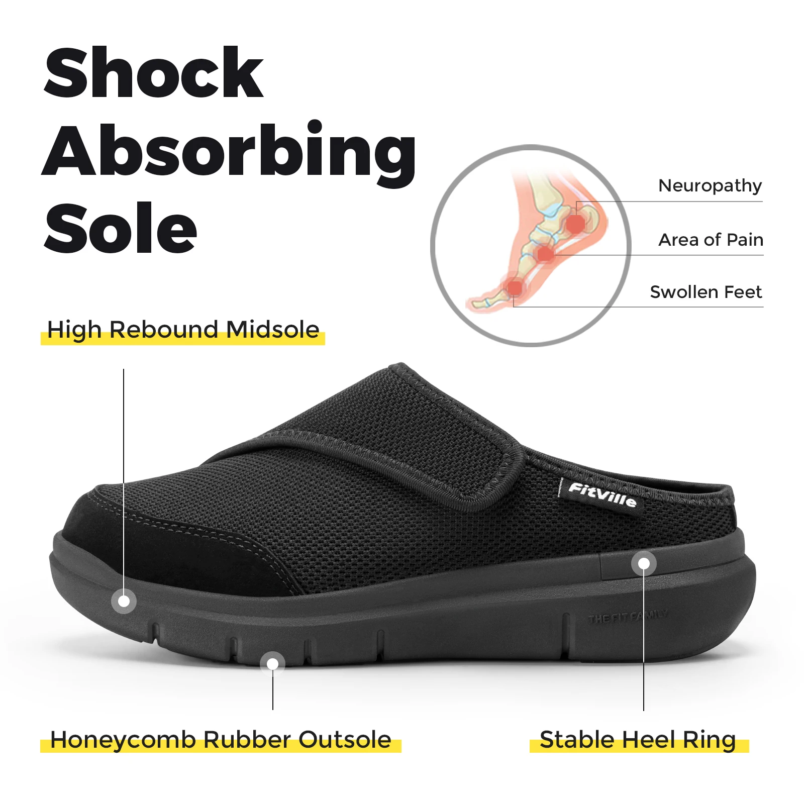 {color} FitVille women's orthopedic fleece-lined slip-on clogs with EVA sole and arch support – view 2