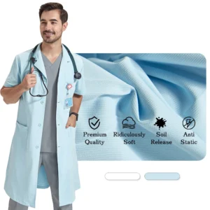 White lapel-neck lab coat for men — classic professional coat