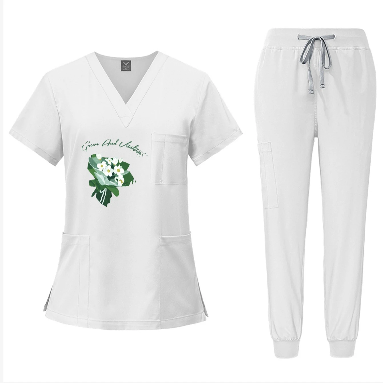 {title} — front view of top and pants in product print – view 4