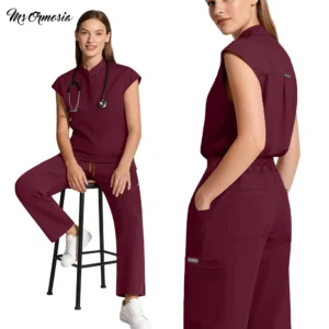 High‑Quality Women's Medical Scrub Set — front view showing top and pants