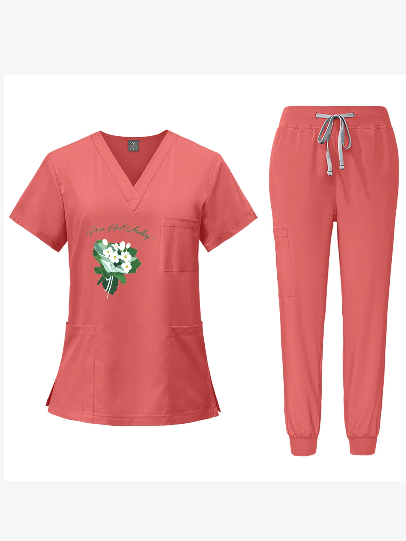 {title} — front view of top and pants in product print – view 3