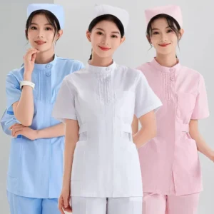 New White Short Scrubs Top Hospital Doctor Nurse Uniforms White Lab Coat Women Medical Uniform Beauty Salon Spa Workwear