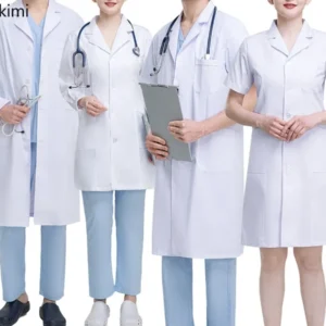 Unisex white lab coat — {sleeve-length} view