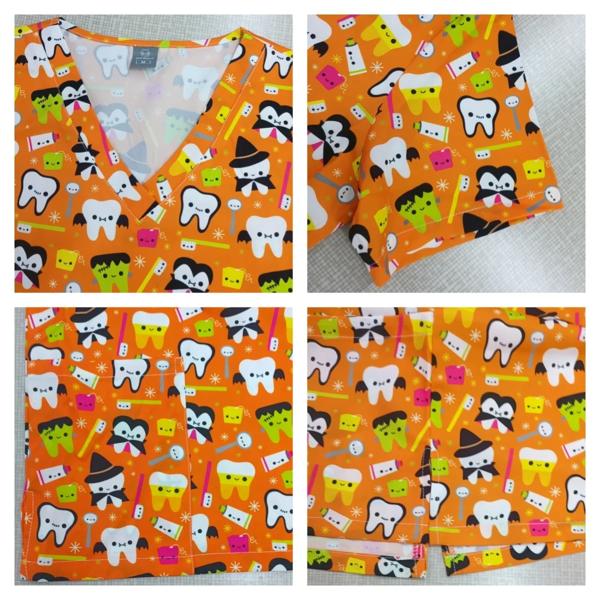 Short Sleeve Nursing Medical Sanitary Uniform Santa Scrubs Tops Christmas Clothes T-Shirt Nurse Blouse V-neck Surgical Uniforms