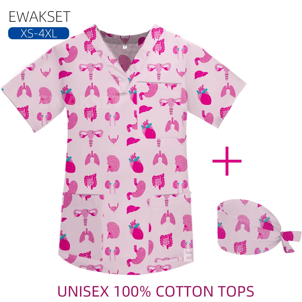 {color} V-neck cotton broadcloth scrub top in size {size} with pocket – view 2