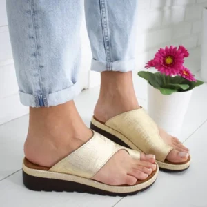 Women's Sandals New Female Slippers Shoes Comfy Platform Flat Sole Orthopedic Bunion Corrector Flip-flops 43