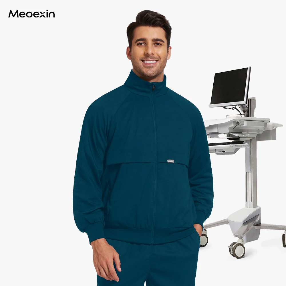 Scrubs Nursing Uniform Clinical Nurse Doctor Dustproof Workwear Surgical Long Sleeve Medical Jacket Autumn Winter Warm Scrub Top