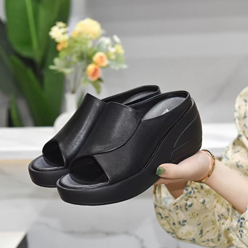 Product image: {color} women's wedge platform open-toe sandal with thick sole – view 2