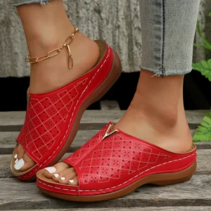 Women Orthopedic Low Heels Slippers Summer Open Toe Slip on Wedges Platform Sandals Thick Bottom Casual Beach Slippers Slides