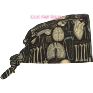 Medical Anatomical Vintage Unisex Adjustable Sweatband - Elastic Bandage Cap - Scrub Caps for Nurse Working Cap