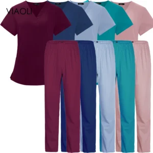 Thin Breathable Short Sleeve Suit Women Care Scrubs Uniforms Medical Health Service Working Clothes Nurse Work Medical Uniforms