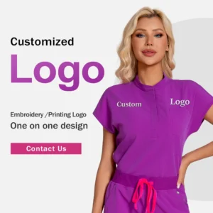 Custom Logo Nurse Scrub Top Women's Medical Uniform