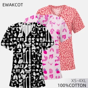 New Surgical Uniform Woman Nursing Uniforms for Women Short Sleeve Top for Unisex Medical Uniforms Fashions Medical Printed
