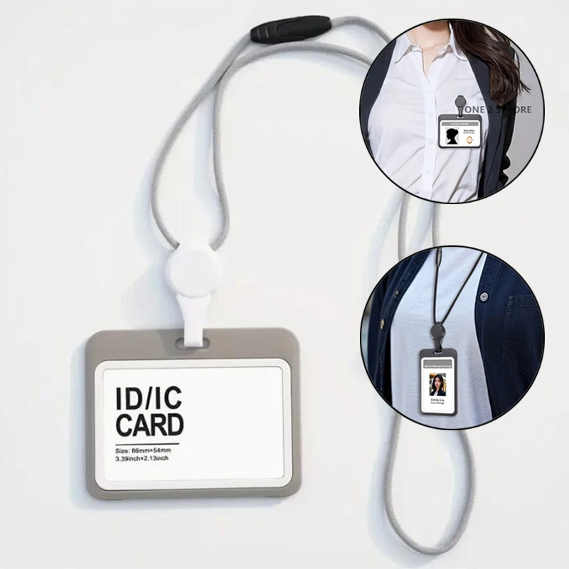 Retractable nursing credential holder with removable lanyard – view 2