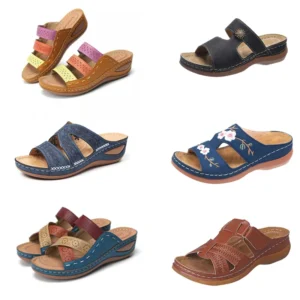 Summer Women's Wedge Slippers Flat Orthopedic Open Toe