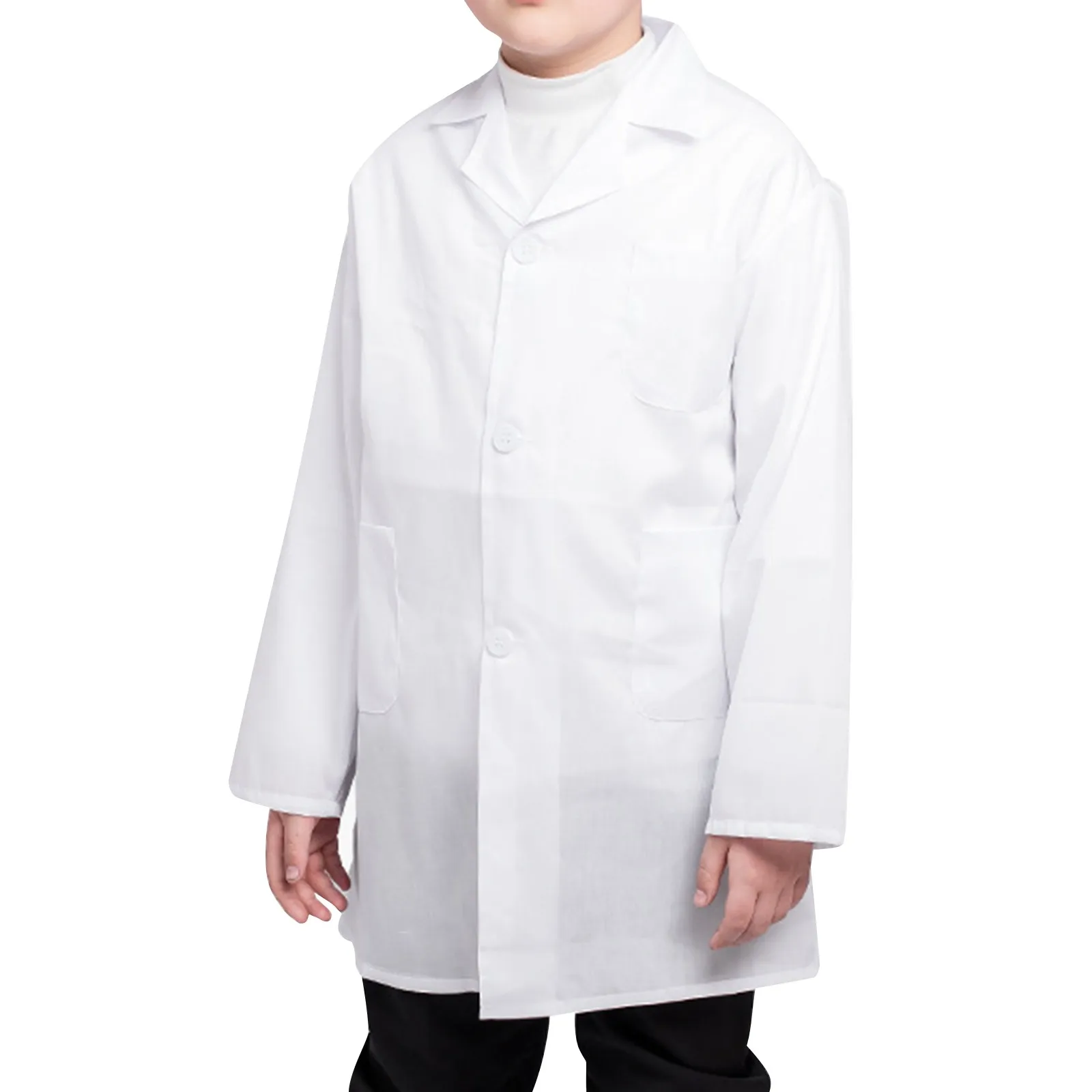 Children's unisex white long-sleeve lab coat with front pockets – view 4