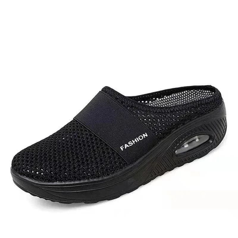 Women’s mesh slip‑on walking shoe — flat wedge, EVA insole, non‑slip rubber sole, available in solid color, sizes 35–43 – view 2