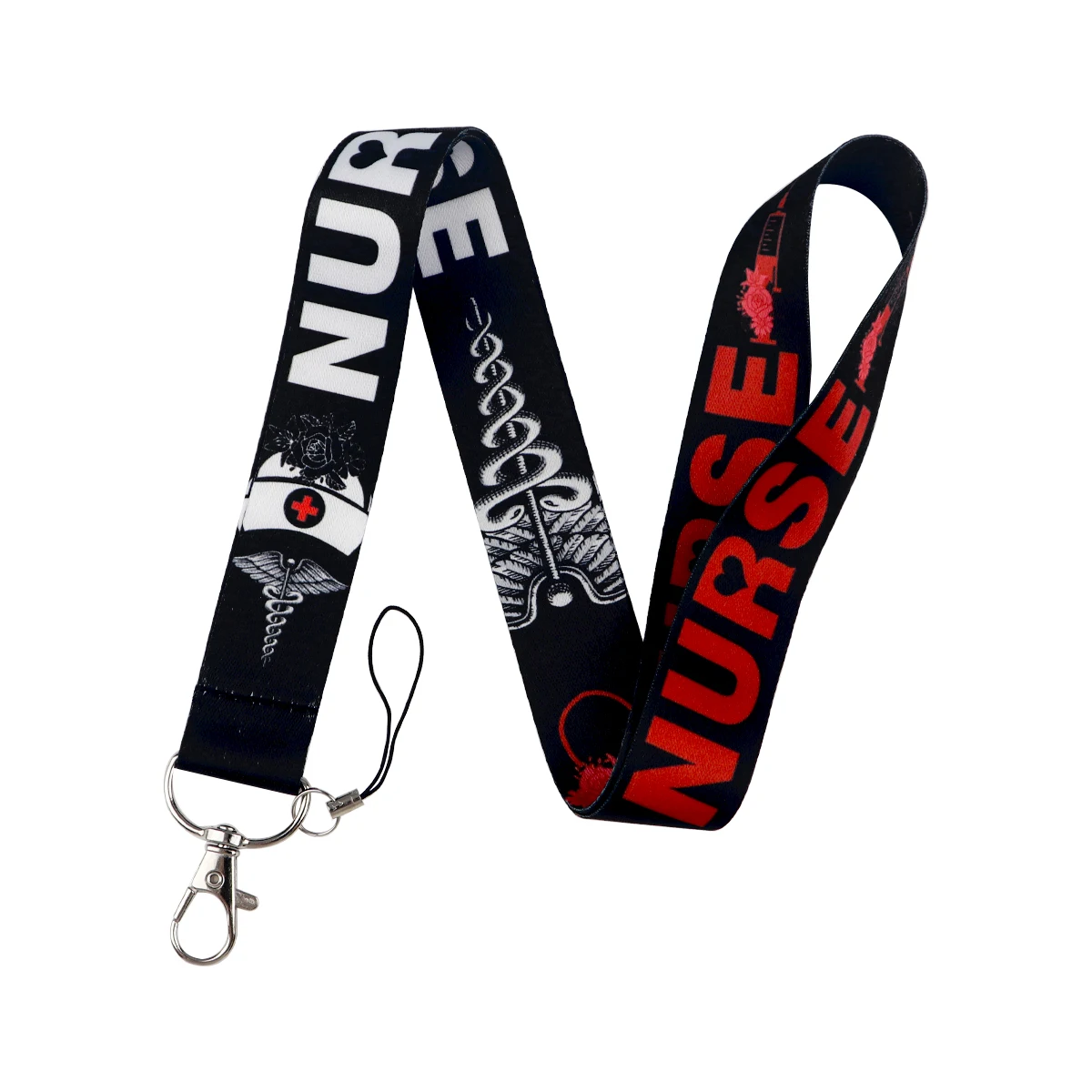Medical symbol lanyard, 17.7-inch neck strap for ID, keys, phone and USB – view 2