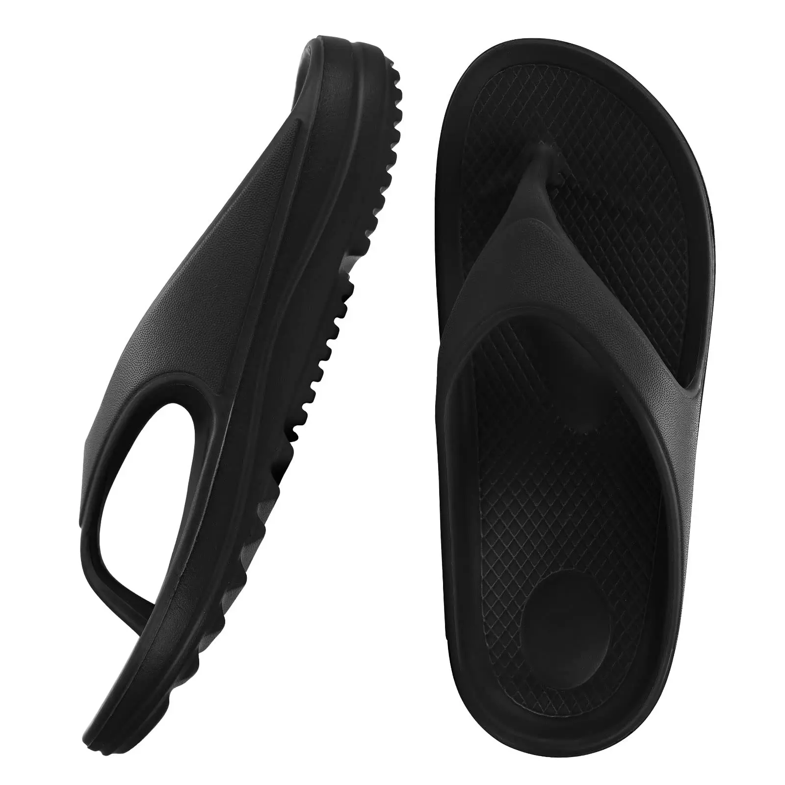 Evshine women's EVA recovery flip flops in {color} — top and side views