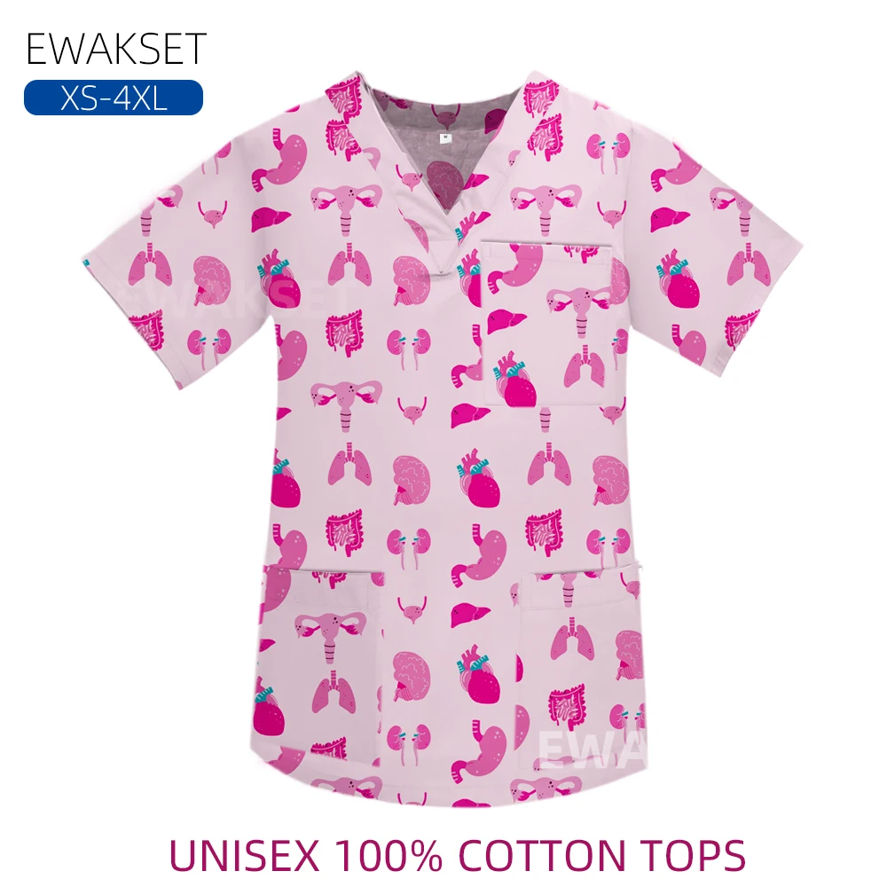 {color} V-neck cotton broadcloth scrub top in size {size} with pocket