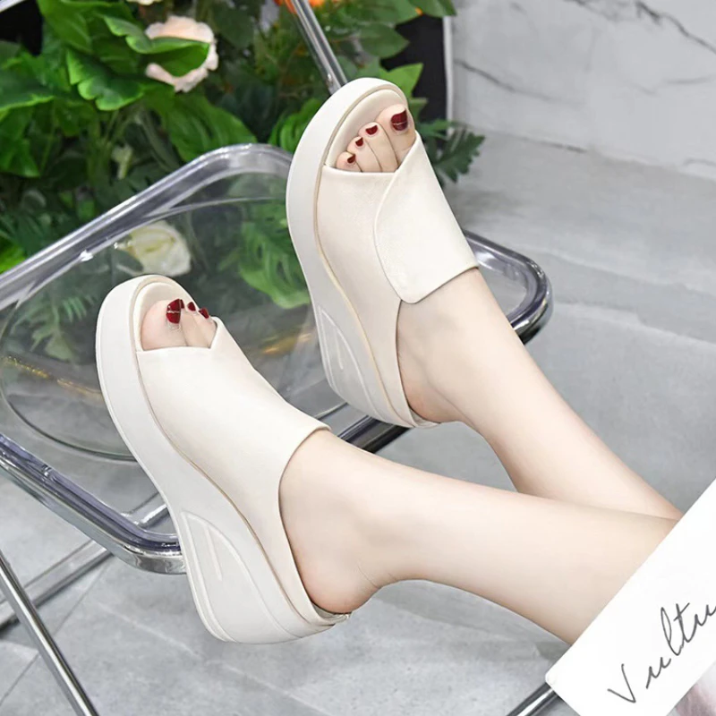 Product image: {color} women's wedge platform open-toe sandal with thick sole – view 3