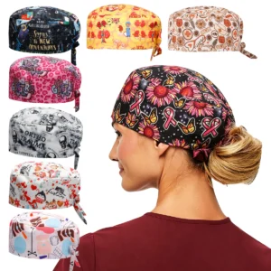 Print Medical Scrub Hats Surgical Caps Doctor Nurse Skullcap Beauty Salon Nursing Cap Veterinary Hat Surgery Accessories F1350
