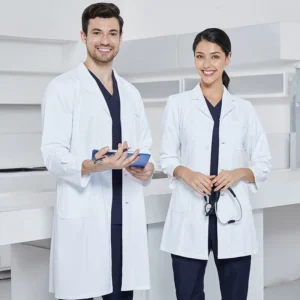 Performance Lab Coats Silky Pharmacy Essentials Robe Anti-static Consultation Midriff Coat Tab-Waist Women Men Uniforms 501/701