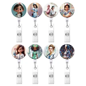 Cartoon Nurse Badge Holder Retractable Clip for Women