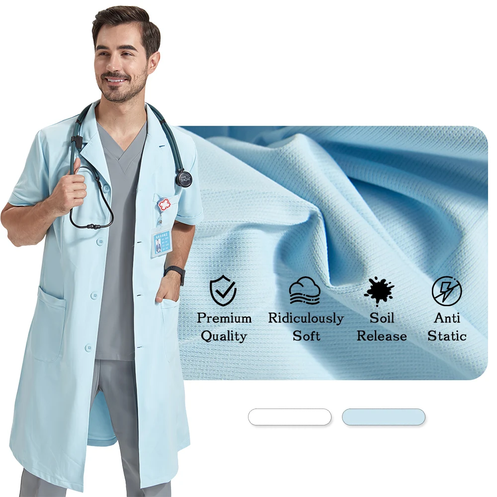 Men's white lab coat model 706-100 — lapel neck, white lab coat, men's fit, SKU SHR-AE-3256811685636553 – view 3