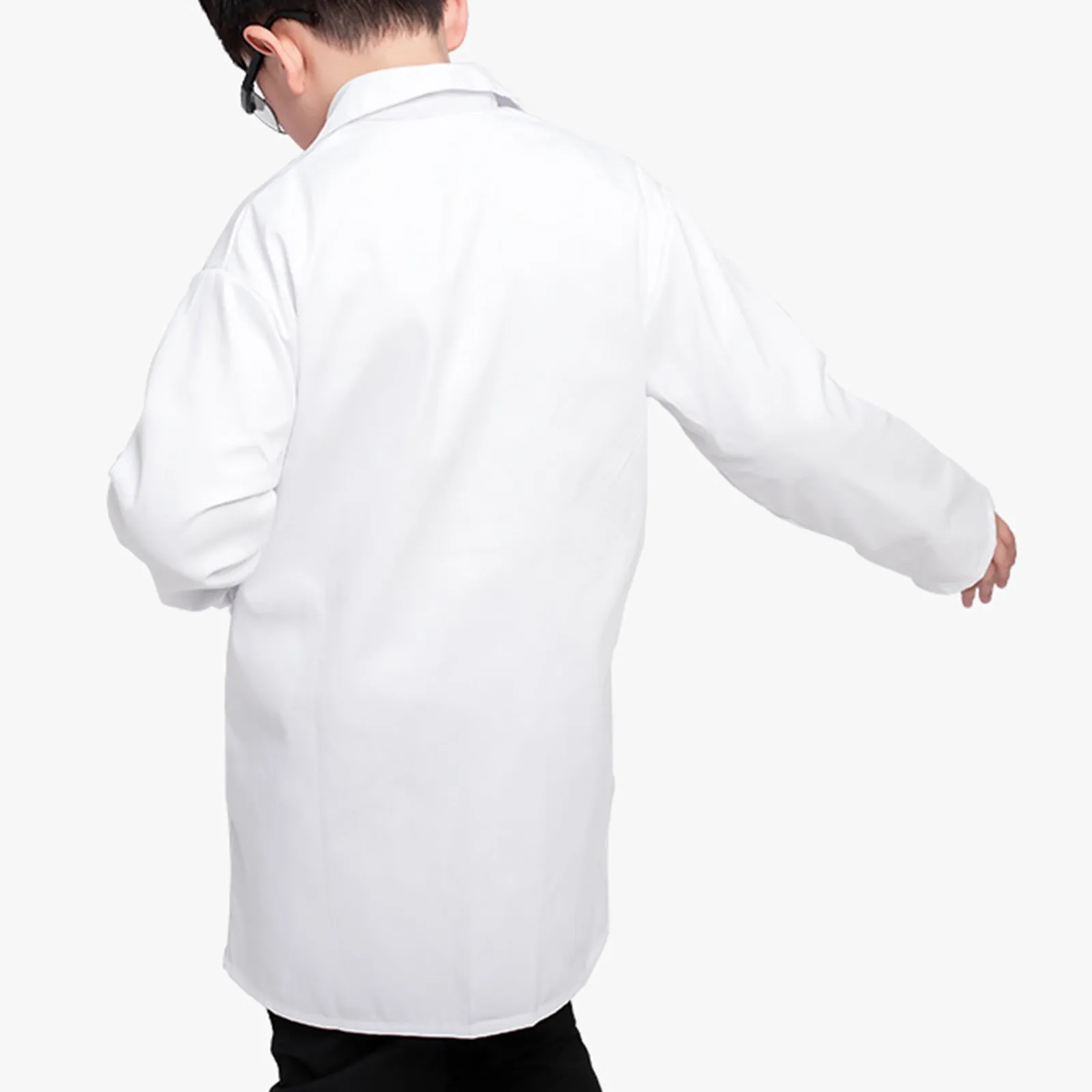 Children's unisex white long-sleeve lab coat with front pockets – view 2