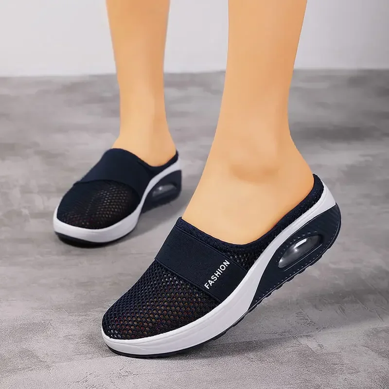 Women’s mesh slip‑on walking shoe — flat wedge, EVA insole, non‑slip rubber sole, available in solid color, sizes 35–43 – view 4