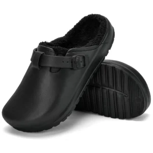 Women's Winter Clogs Slip-On Nurse Shoes Black Pink White