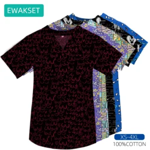 Women's Working Scrub Tops Cotton Female Health Care Blouse V-neck short sleeve nurse t shirts hospital medical Surgical Clothes