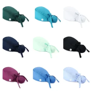 Adjustable Surgical Scrub Caps Ponytail Holder With Buttons Doctor Nurse Caps Bouffant Long Hair Nursing Hats Women & Men