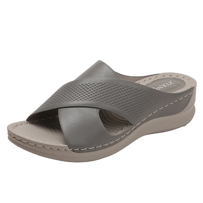 Women's lightweight wedge sandal in {color} — open toe, PU insole, rubber outsole – view 3