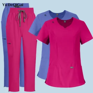 Women's breathable 2-piece surgical scrub set — coordinated top and pants in {color}